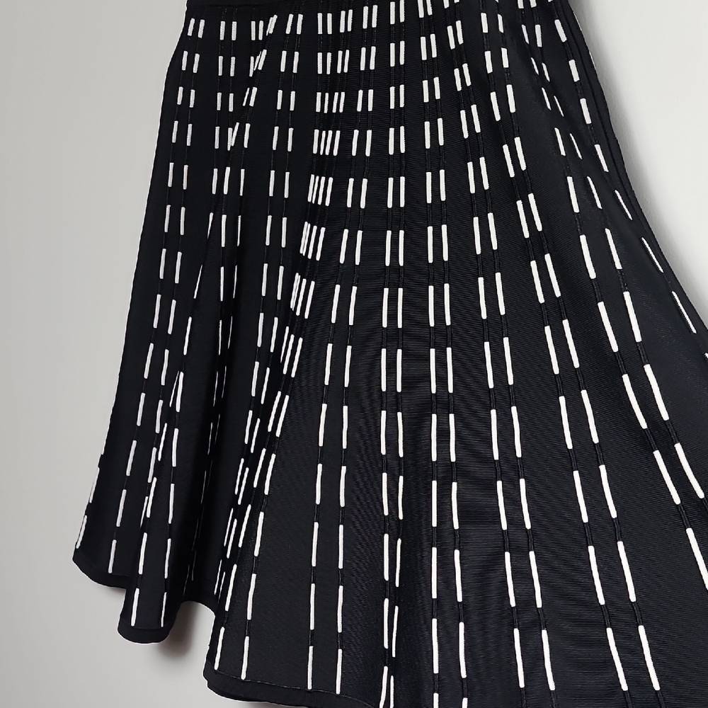 A.L.C. Black Sleeveless Crewneck Fit And Flare Dress In Black and White Size Med - Picture 9 of 16